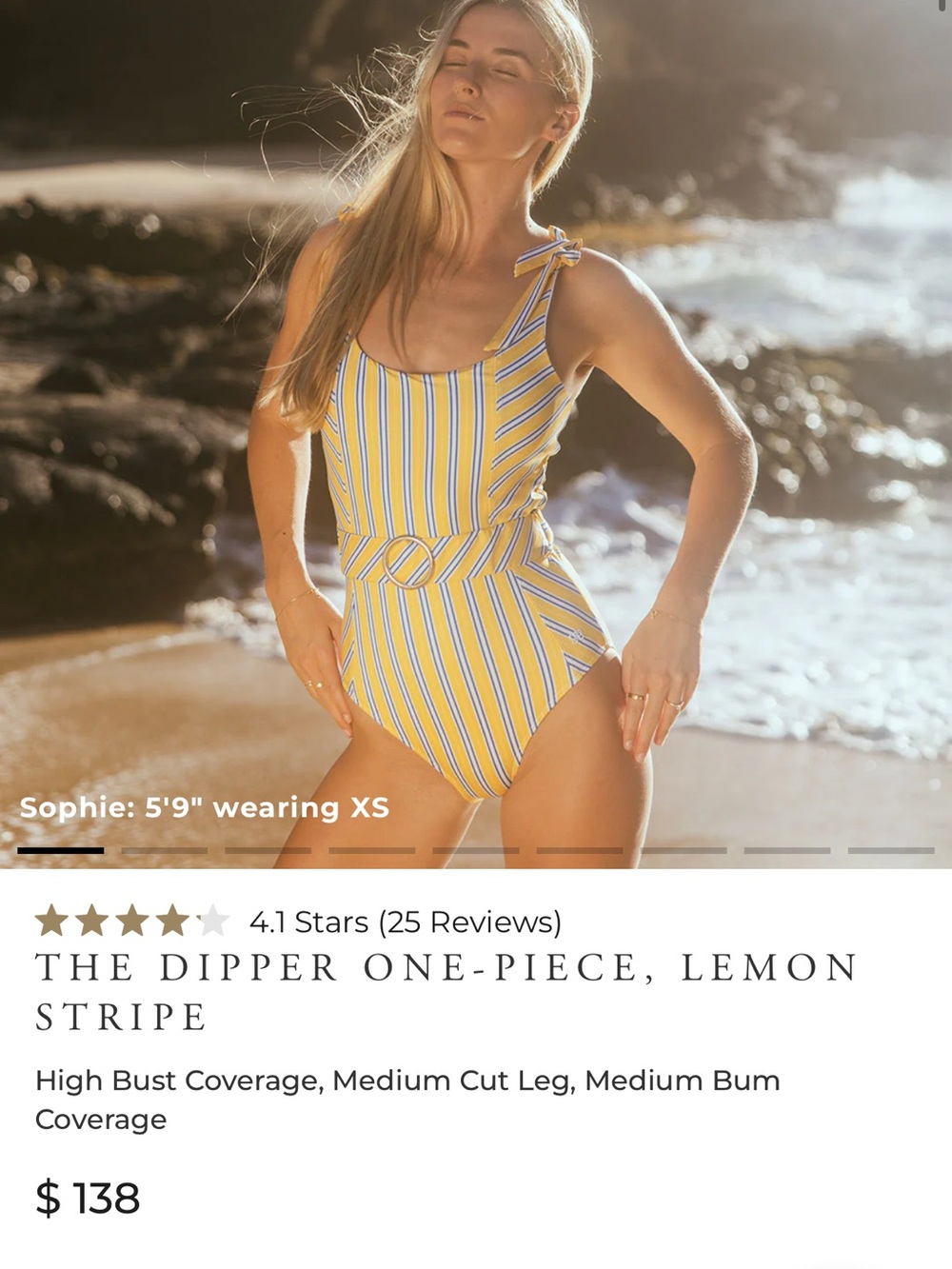 Albion One-Piece Swimsuit in Yellow, White & Blue Stripe